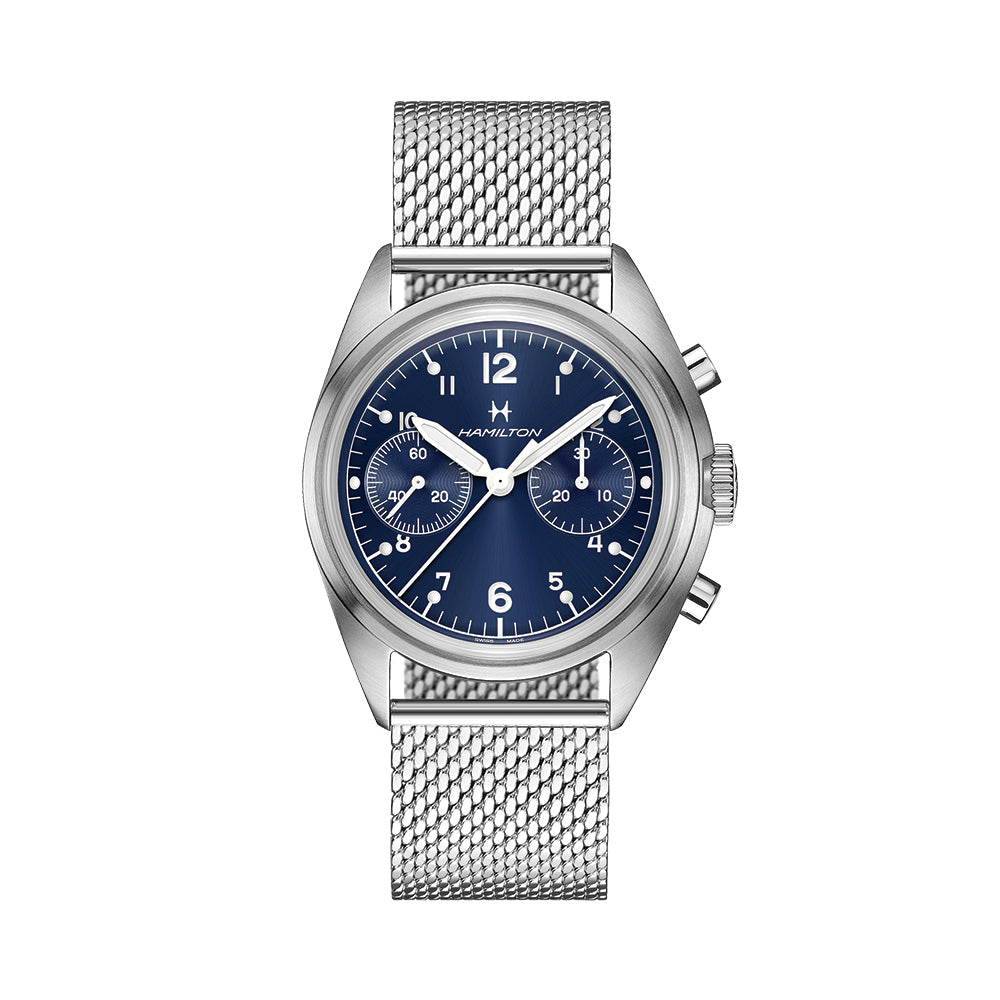 Khaki Aviation Pilot Pioneer Mechanical Chrono 40mm - Blue on Bracelet