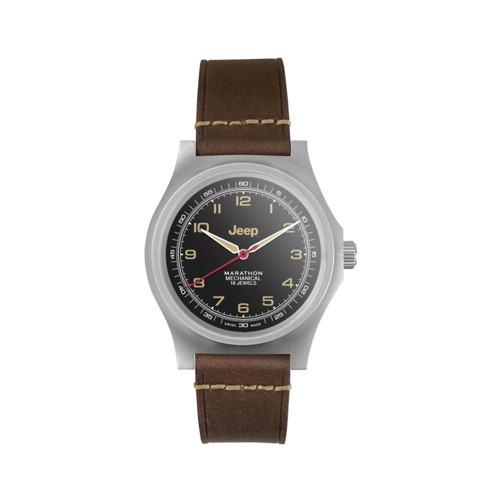 Jeep Willy's SSGPM Officer's Mechanical 41mm - Black on Leather Strap