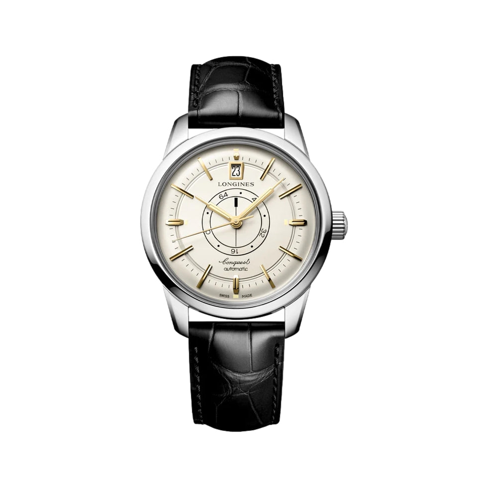 Conquest Heritage Central Power Reserve 38 mm - Champagne on Leather Strap