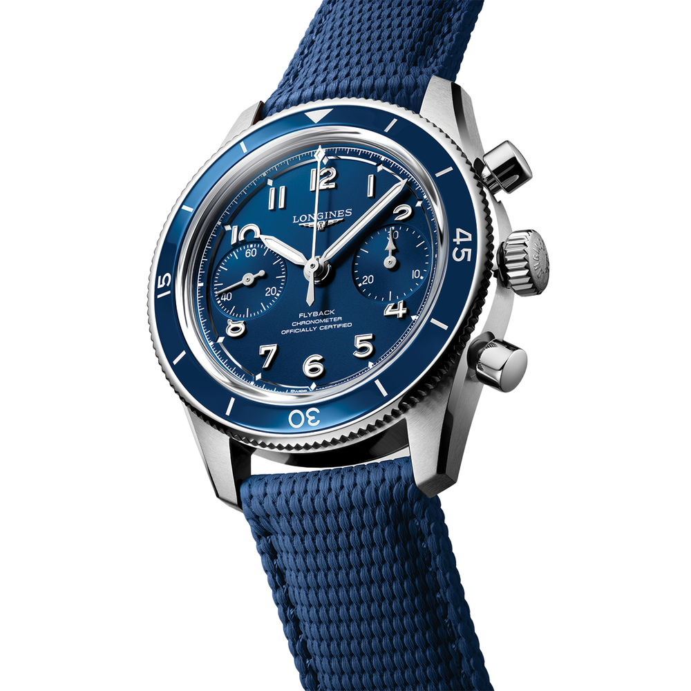 Spirit Pilot Flyback Chronograph 39.5mm - Blue on Rubber Strap