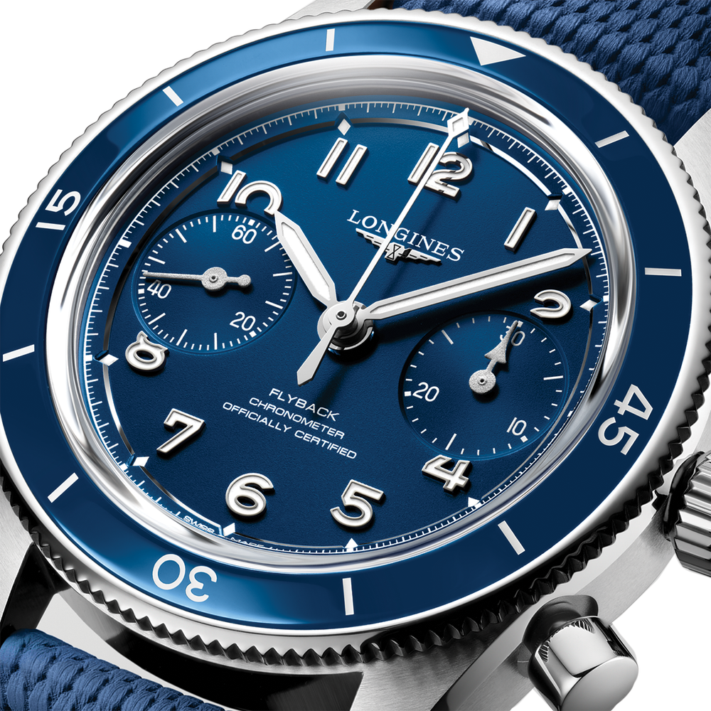 Spirit Pilot Flyback Chronograph 39.5mm - Blue on Rubber Strap