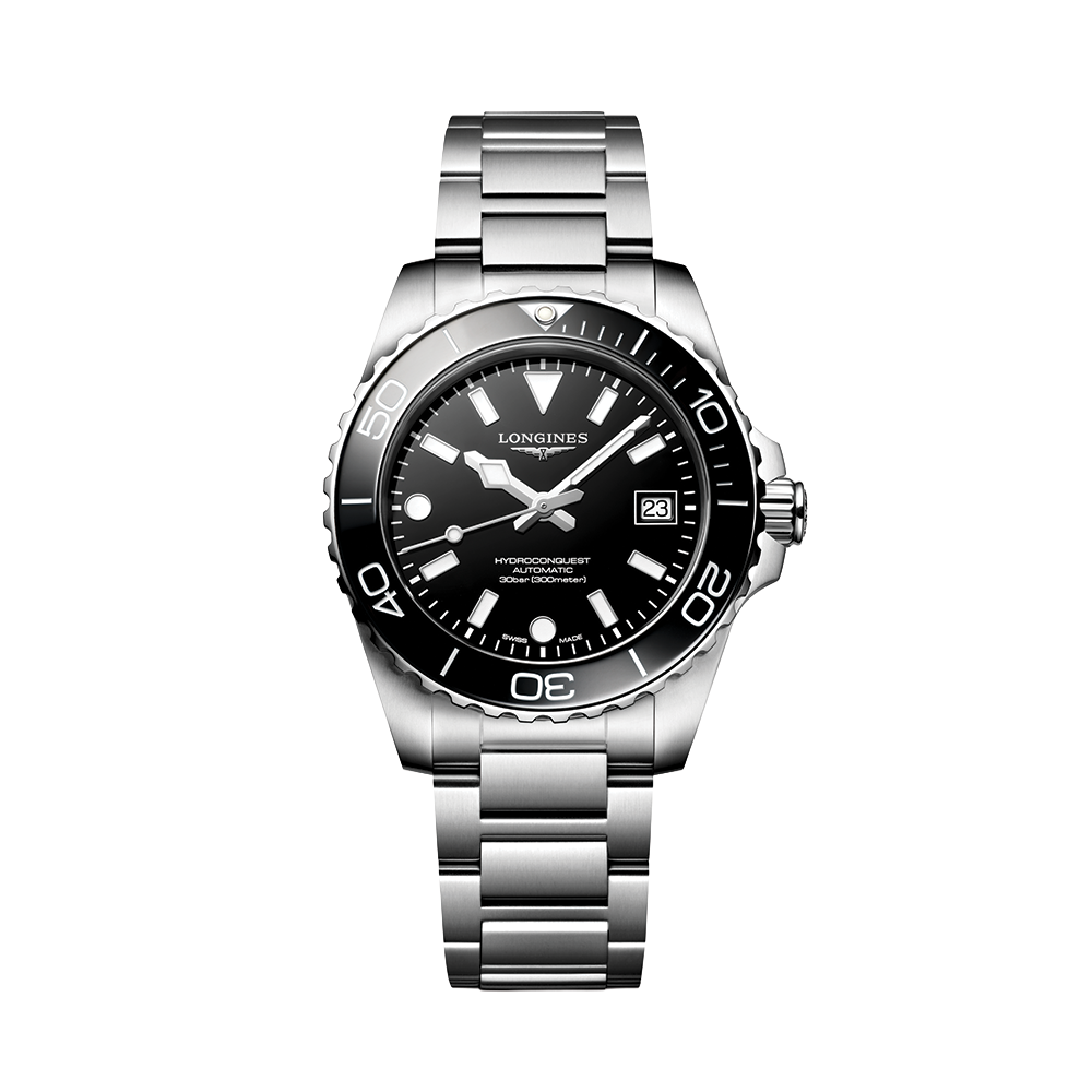 HydroConquest 39mm - Black on Bracelet