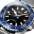HydroConquest 39mm - Black, Blue Bezel on Mesh Bracelet