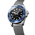 HydroConquest 42mm - Black, Blue Bezel on Mesh Bracelet