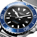 HydroConquest 42mm - Black, Blue Bezel on Mesh Bracelet