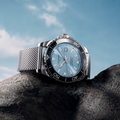HydroConquest 42mm - Blue, Black Bezel on Mesh Bracelet
