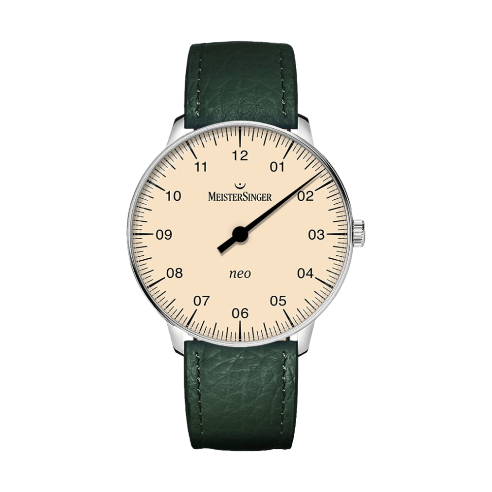 Neo Sapphire Ivory Dial 36mm on Fir Green Embossed Leather Strap