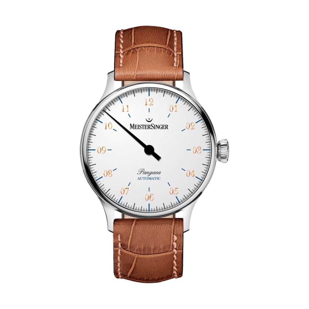 Pangaea White Dial 40mm on Cognac Croco Print Leather Strap