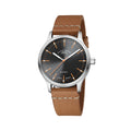 Panova 40mm - Grey on Smooth Brown Leather Strap