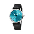 Panova 40mm - Turquoise on Distressed Black Leather Strap