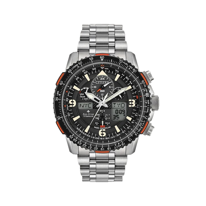 Promaster Skyhawk A-T Atomic Timekeeping Super Titanium™ 45mm - Black on Bracelet