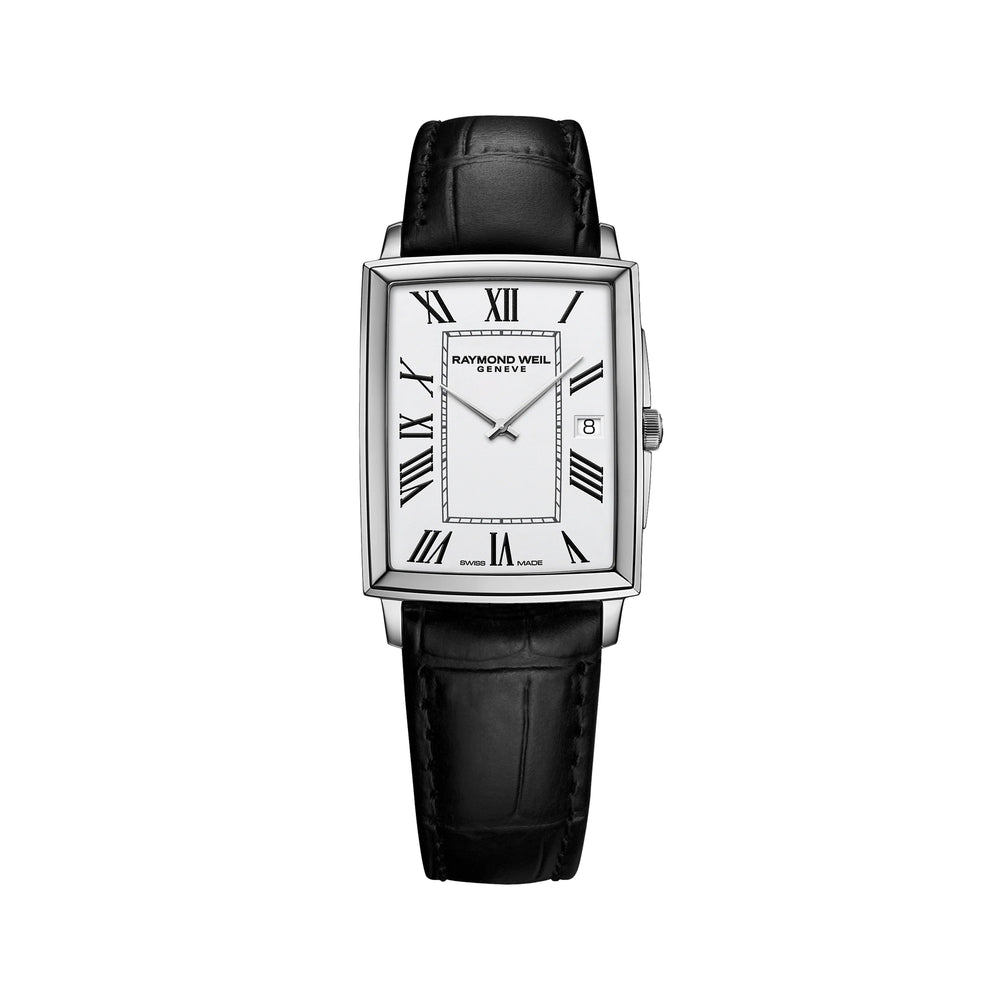 Toccata Square 37mm - White on Leather Strap