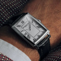 Toccata Square 37mm - White on Leather Strap
