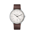 Sternglas Hamburg Quartz 42mm watch with a white dial and brown leather strap