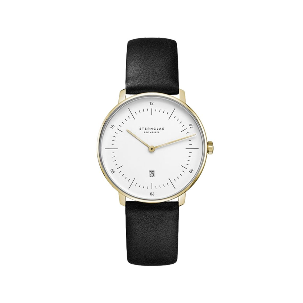 Naos XS Quartz Gold PVD Update 33mm - White on Leather Strap