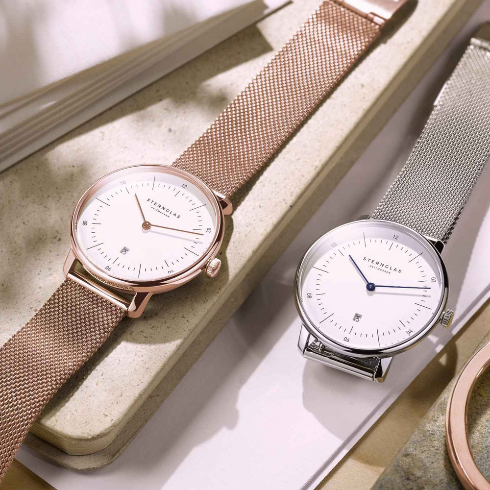 Naos XS Quartz Rose Gold PVD 33mm - White on Bracelet