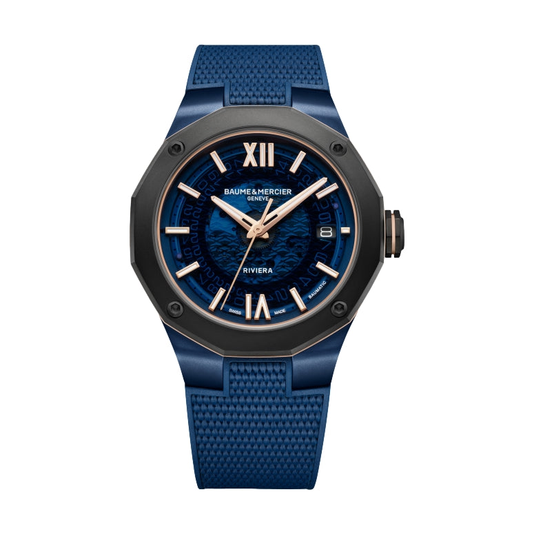 Riviera 10769 Baumatic Titanium 42mm - Blue on Rubber Strap