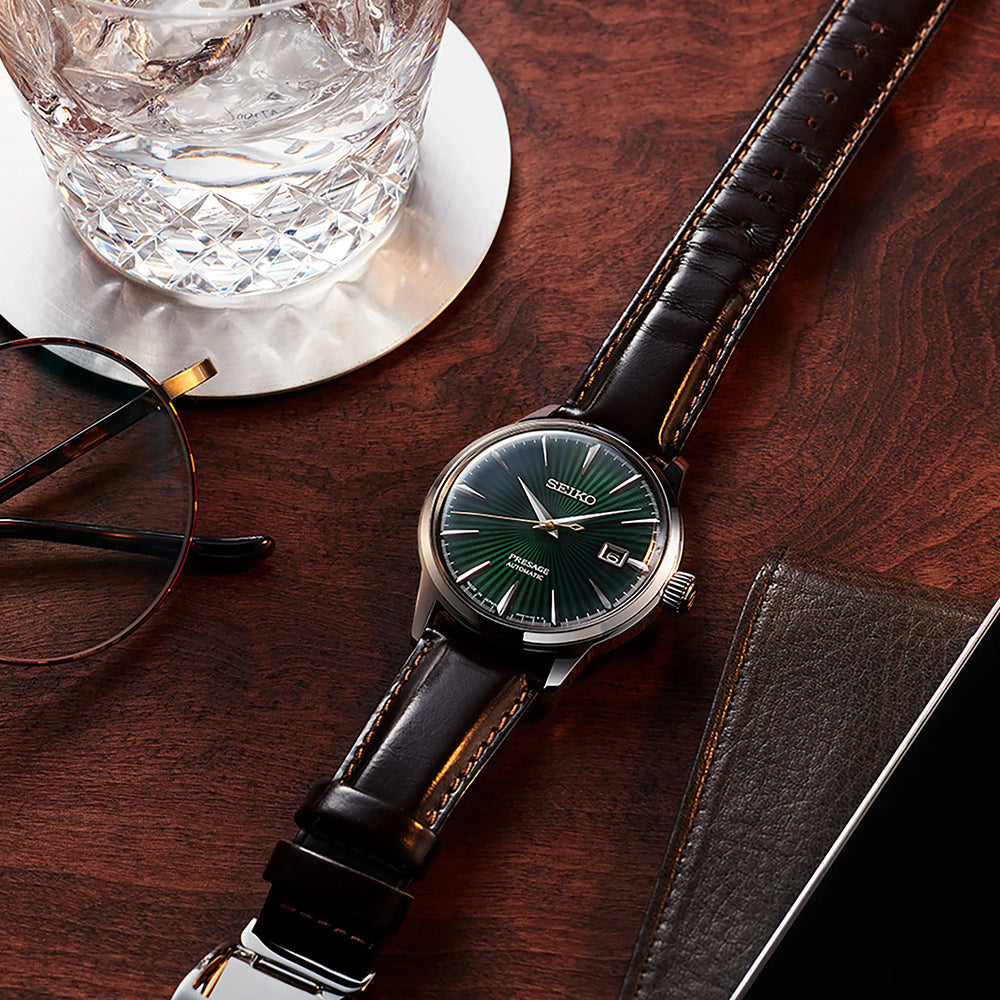 SRPD37 Presage Cocktail Time 40.5mm - Green on Leather Strap