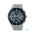 Seiko Astron SSH175 GPS Solar blue dial with multiple subdials on stainless steel bracelet.