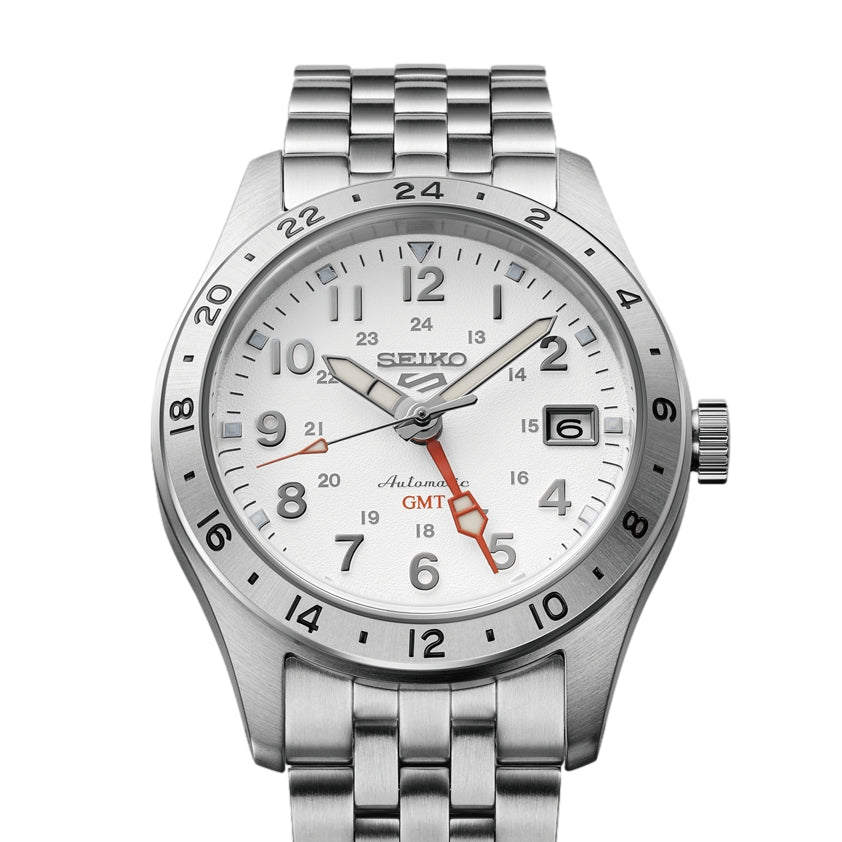 SSK059 5 Sports Field GMT 39.4mm - White on Bracelet