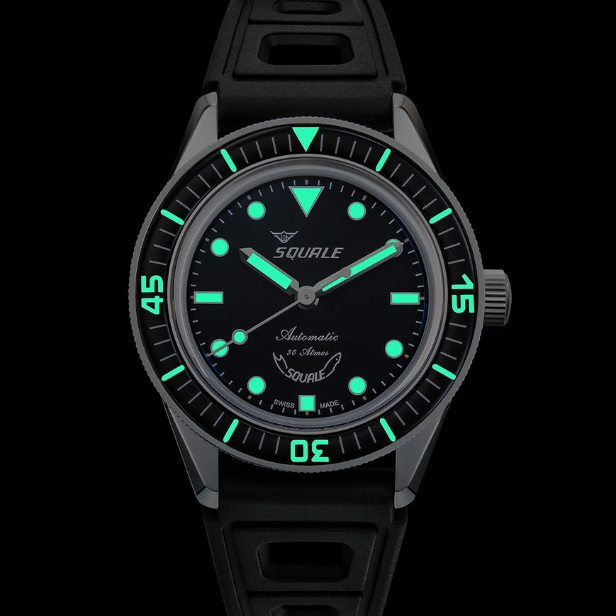 Sub-37 Legend 37mm - Black on Rubber Strap
