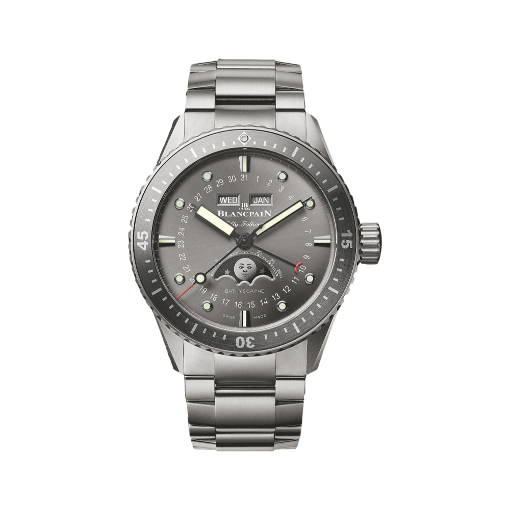 Fifty Fathoms Bathyscaphe Complete Calendar Moonphase Titanium 43mm - Grey on Bracelet