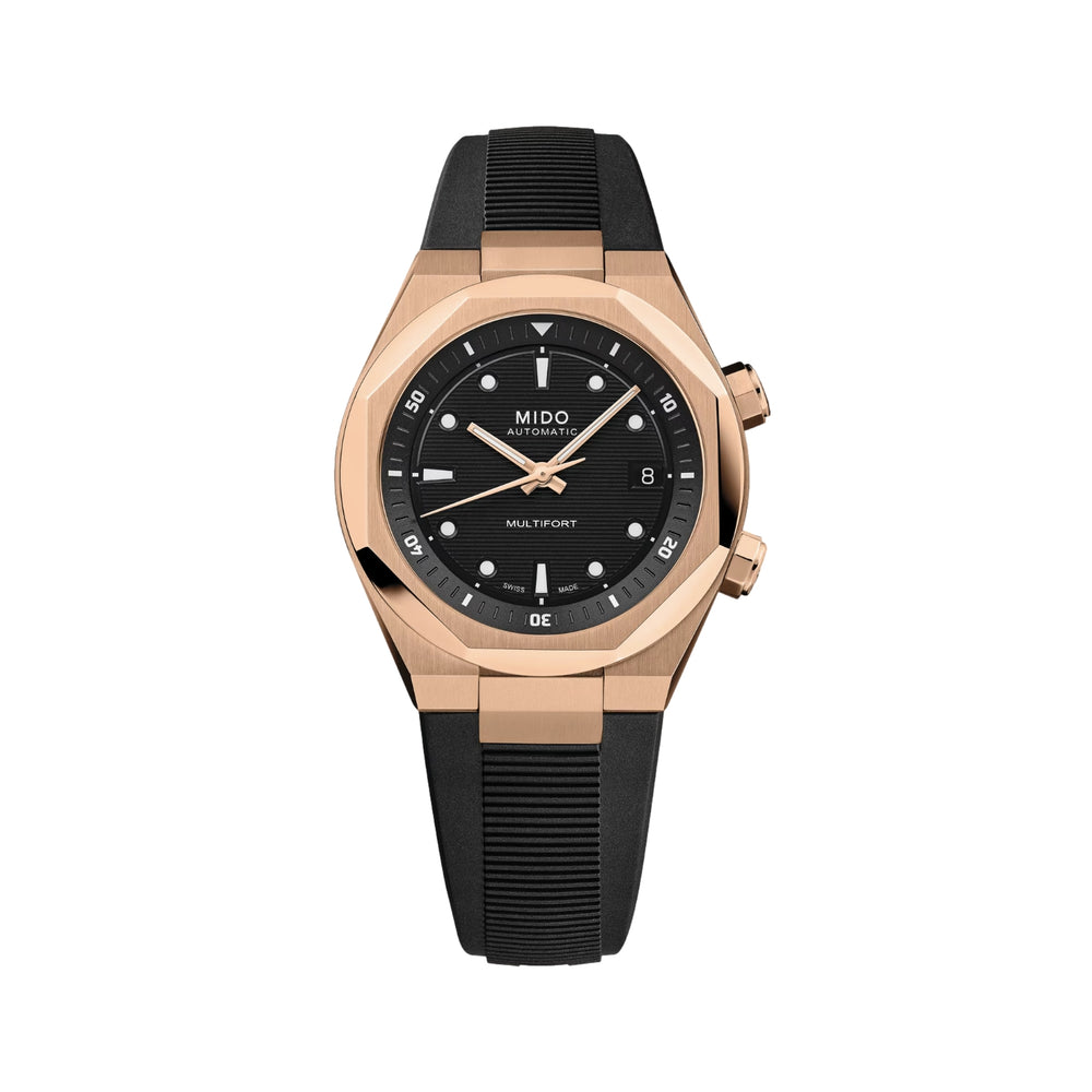 Multifort 8 Two Crowns Automatic Gold-Tone 40mm - Black on Rubber Strap