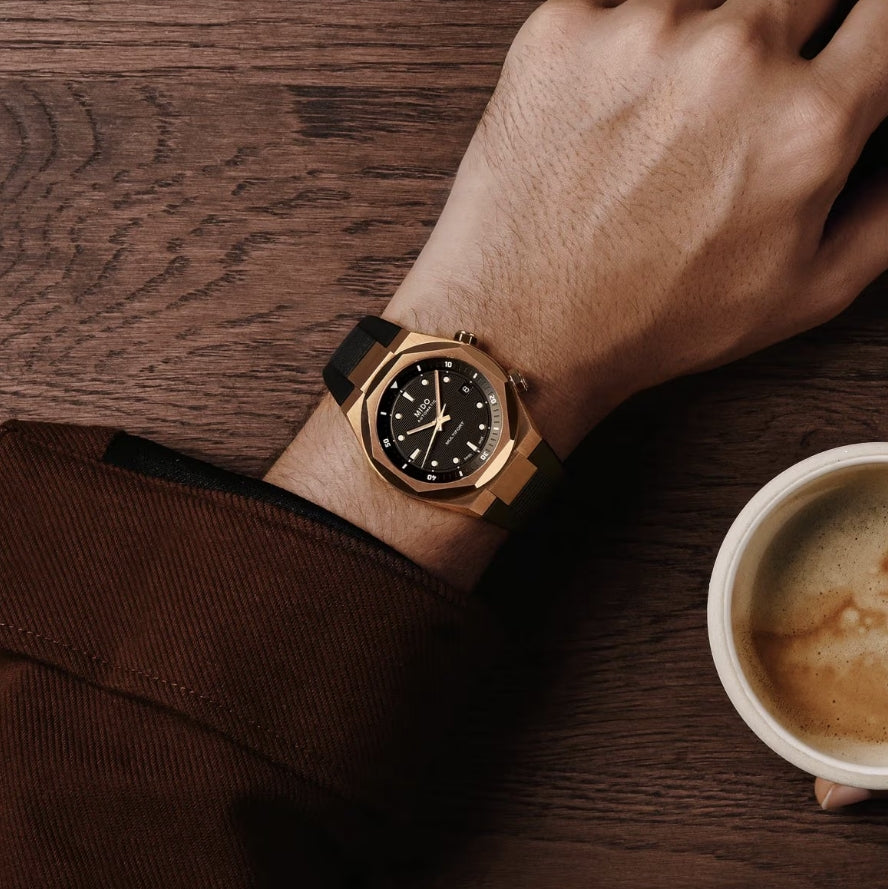Multifort 8 Two Crowns Automatic Gold-Tone 40mm - Black on Rubber Strap