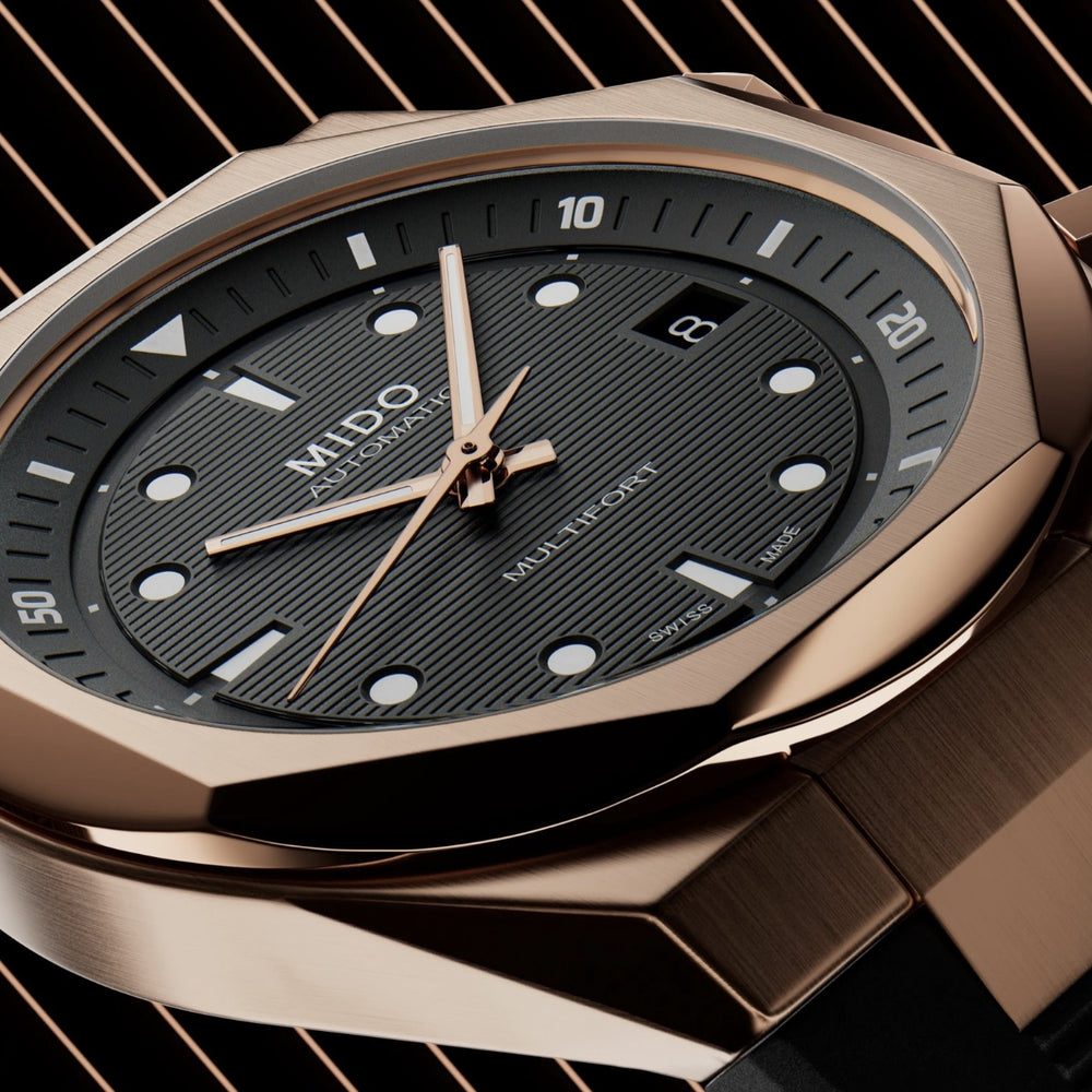 Multifort 8 Two Crowns Automatic Gold-Tone 40mm - Black on Rubber Strap