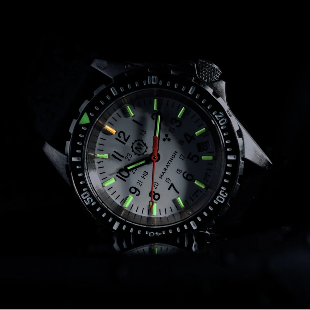 MSAR® Arctic Edition Tritium Diver's Quartz Type II 36mm - White on Rubber Strap