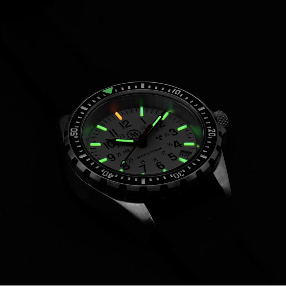 MSAR® Arctic Edition Tritium Diver's Quartz Type II 36mm - White on Rubber Strap