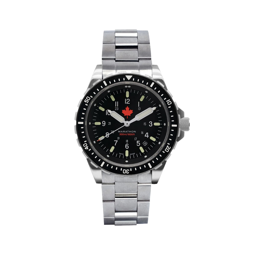JSAR® Red Maple MaraGlo Diver's Quartz Type II 46mm - Black on Bracelet