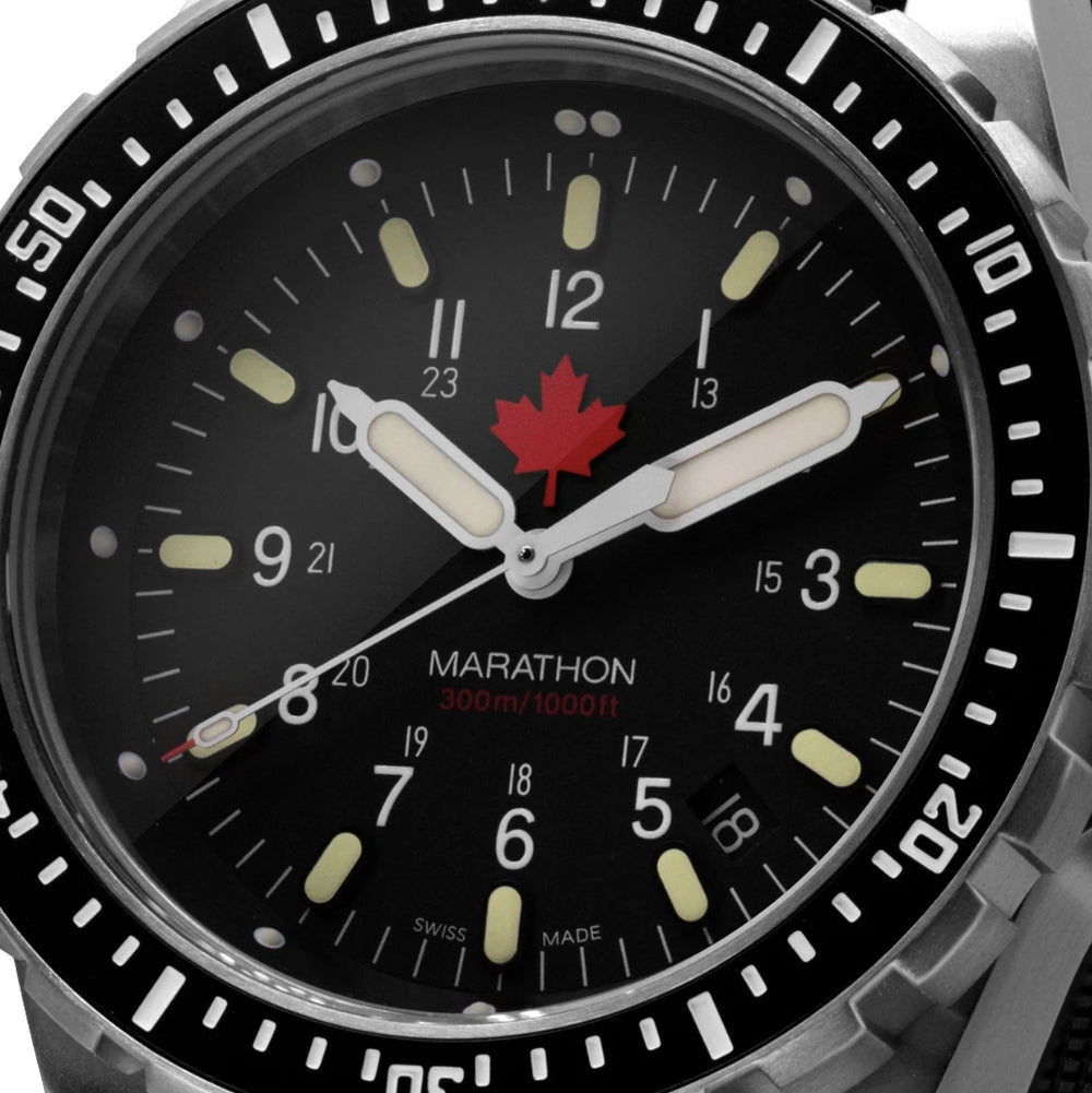 JSAR® Red Maple MaraGlo Diver's Quartz Type II 46mm - Black on Bracelet