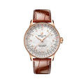 Navitimer Automatic Red Gold 36mm - White w/ Diamonds on Leather Strap