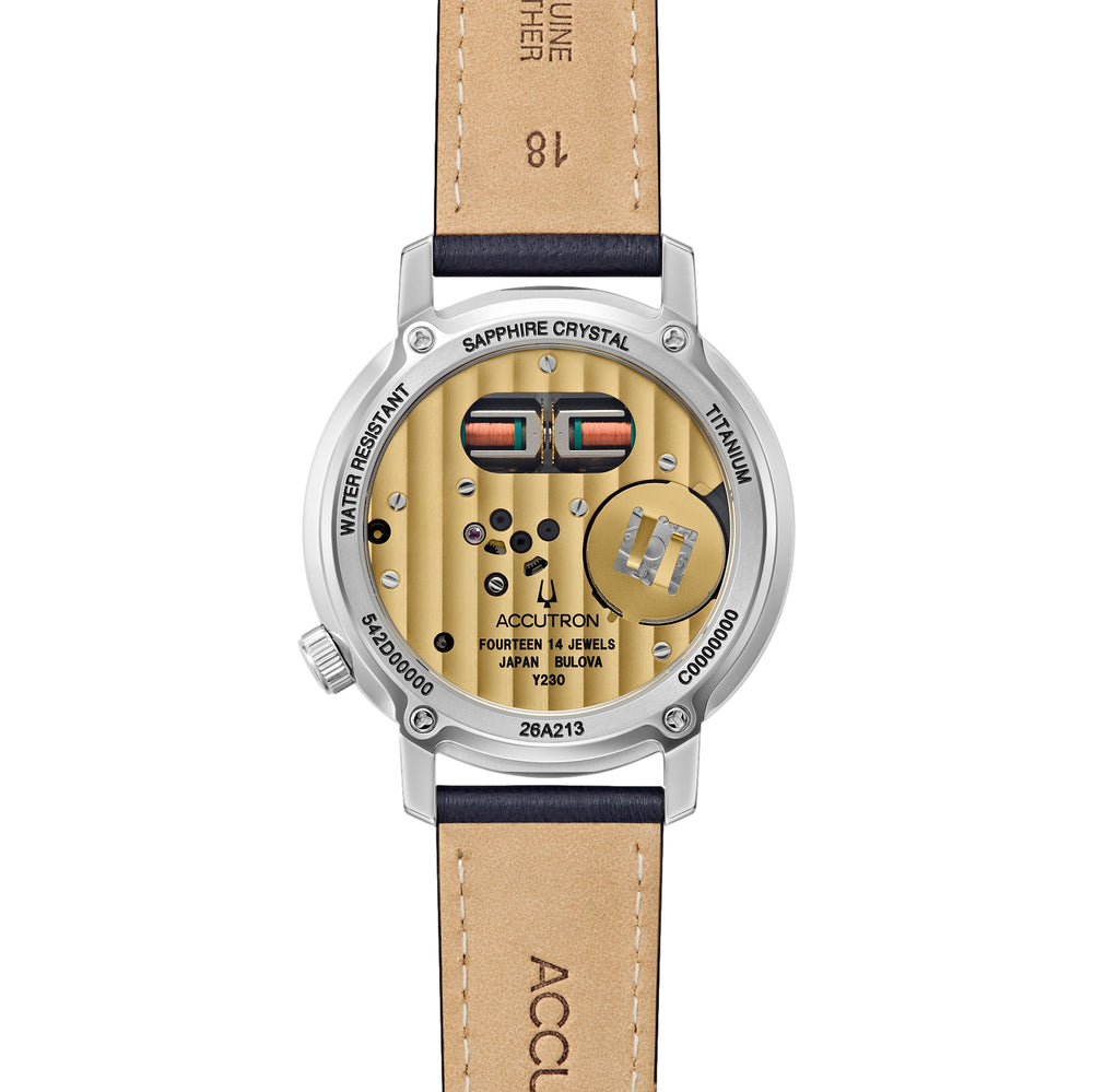 Tuning Fork Spaceview 314 Titanium 39mm - Green on Leather Strap
