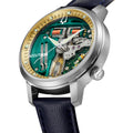 Tuning Fork Spaceview 314 Titanium 39mm - Green on Leather Strap