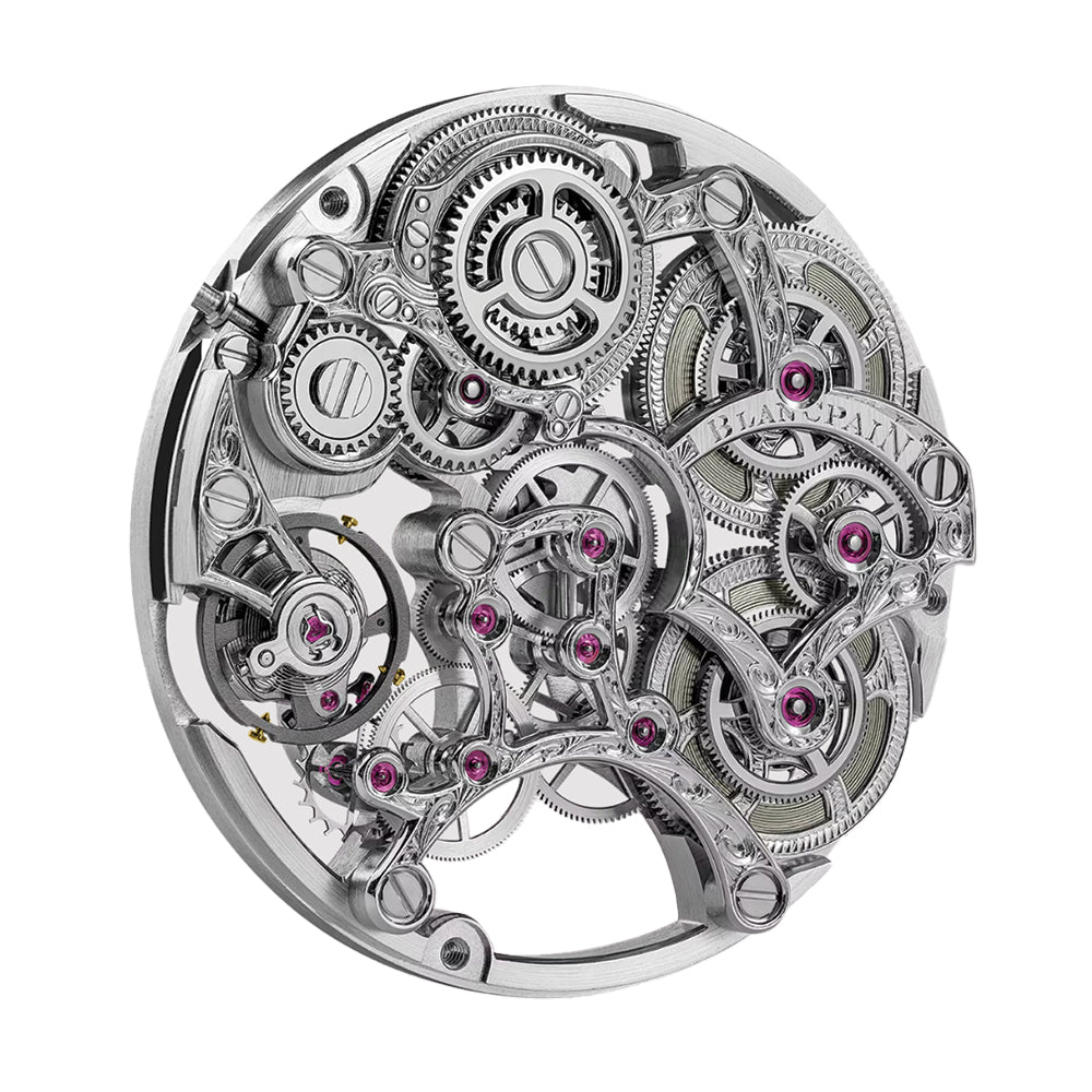 Villeret Squelette 8 Days White Gold 38mm - Skeleton Silver on Leather Strap