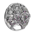 Villeret Squelette 8 Days White Gold 38mm - Skeleton Silver on Leather Strap