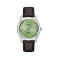 Surveyor 39mm - Green on Leather Strap
