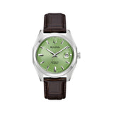 Surveyor 39mm - Green on Leather Strap