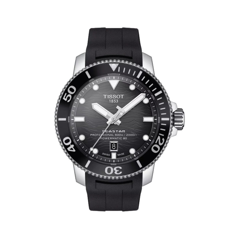 Seastar 2000 Professional Powermatic 80 46mm - Black on Rubber Strap