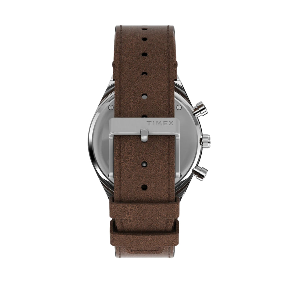 Q Timex Chronograph 40mm - Cream on Leather Strap