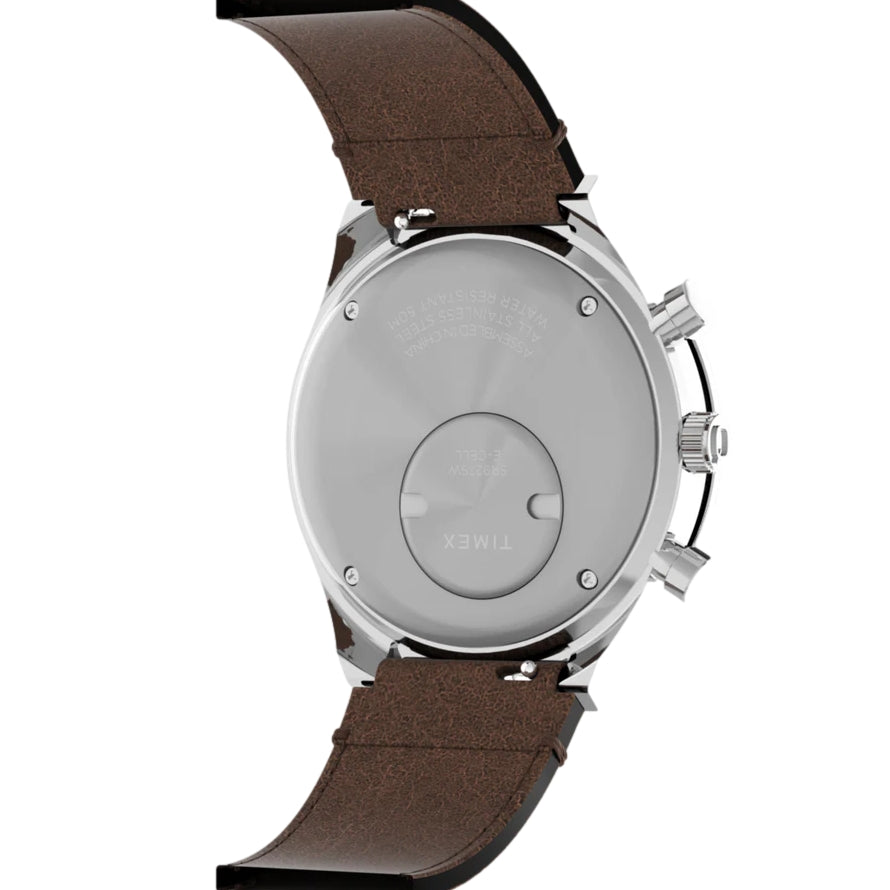 Q Timex Chronograph 40mm - Cream on Leather Strap