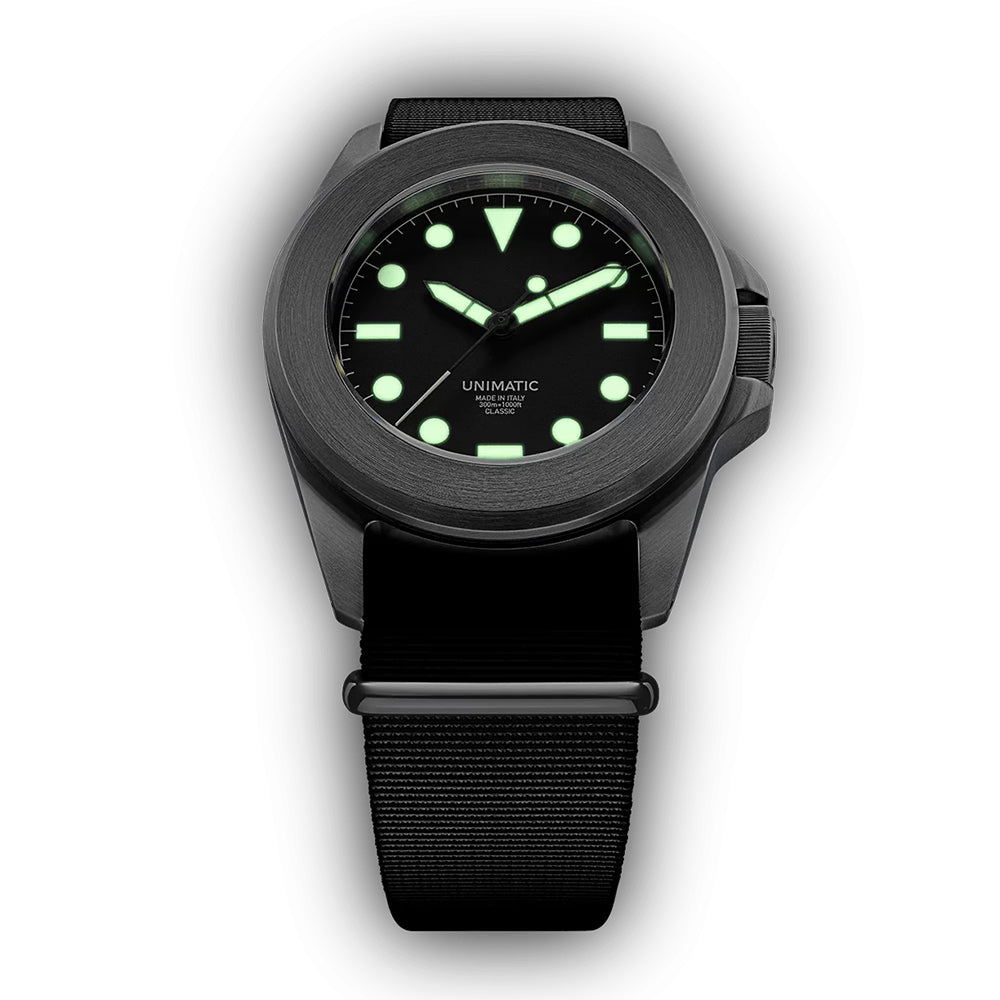 UC4 Modello Quattro U4 Classic 40mm - Black on Fabric Strap