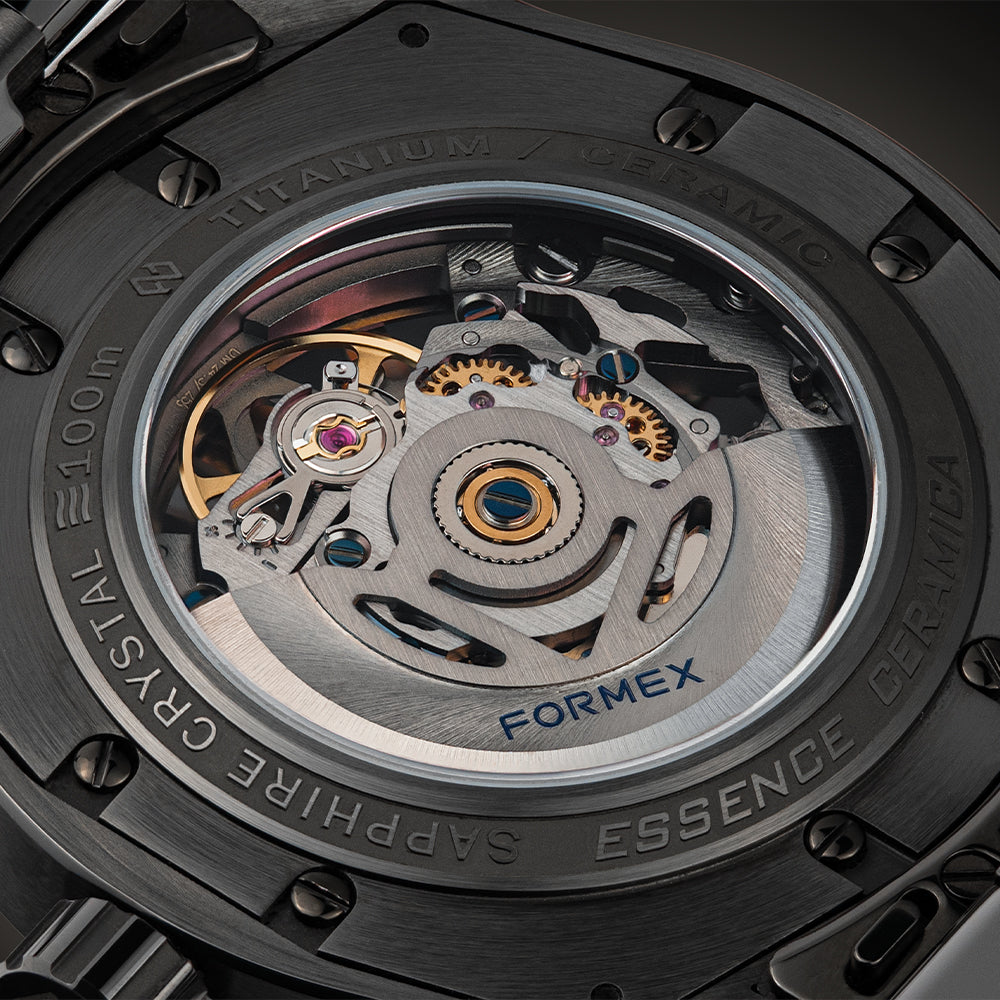 Essence Ceramica Skeleton COSC 41mm - Black and Gold-Tone on Bracelet