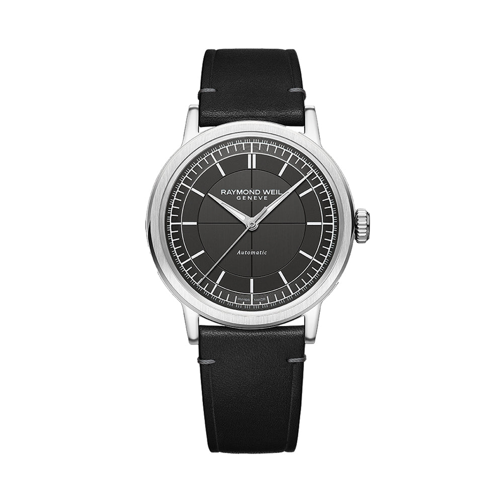 Millesime Men's Automatic Sector Dial 39.5mm - Grey on Leather Strap