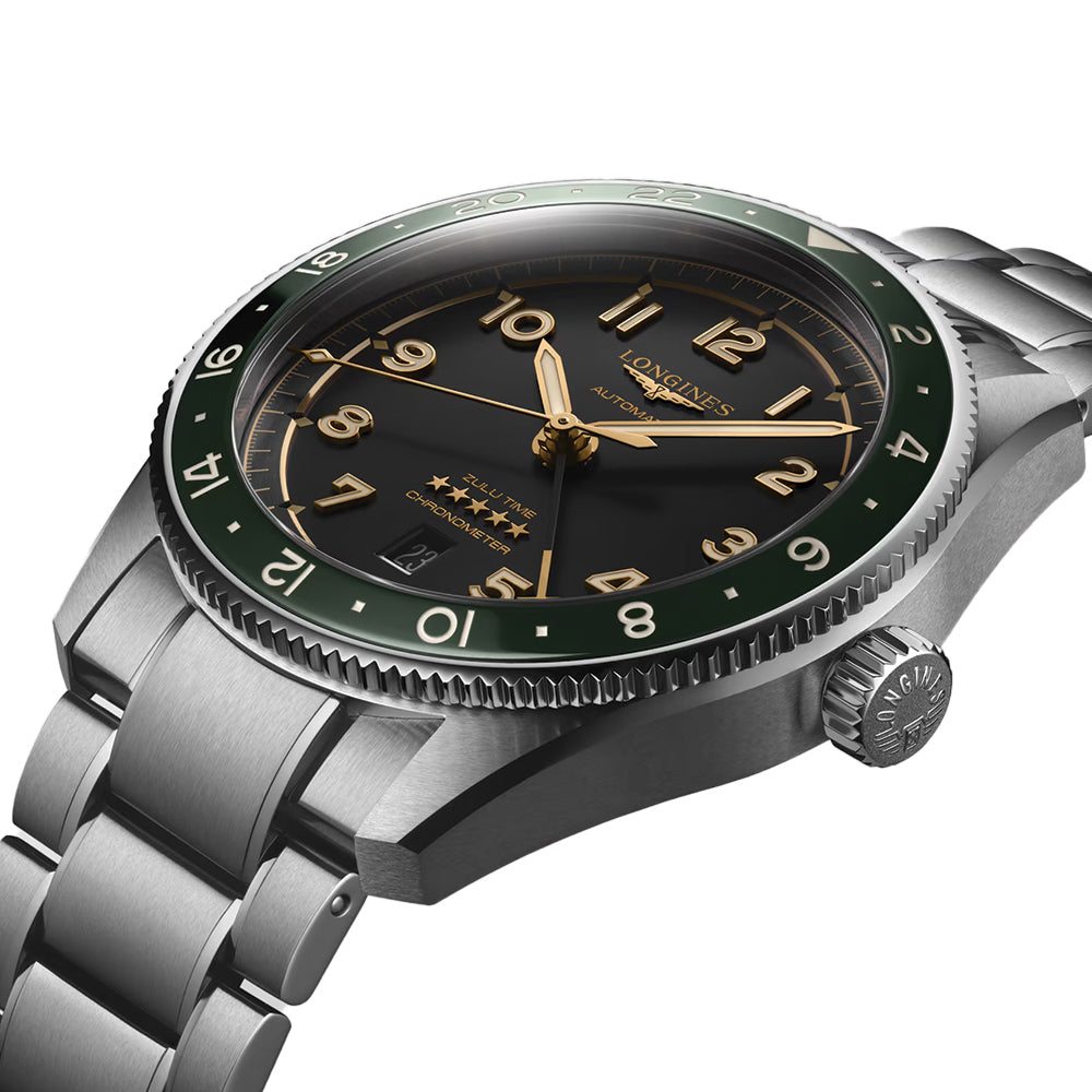 Spirit Zulu Time Green Bezel 42mm - Black on Bracelet