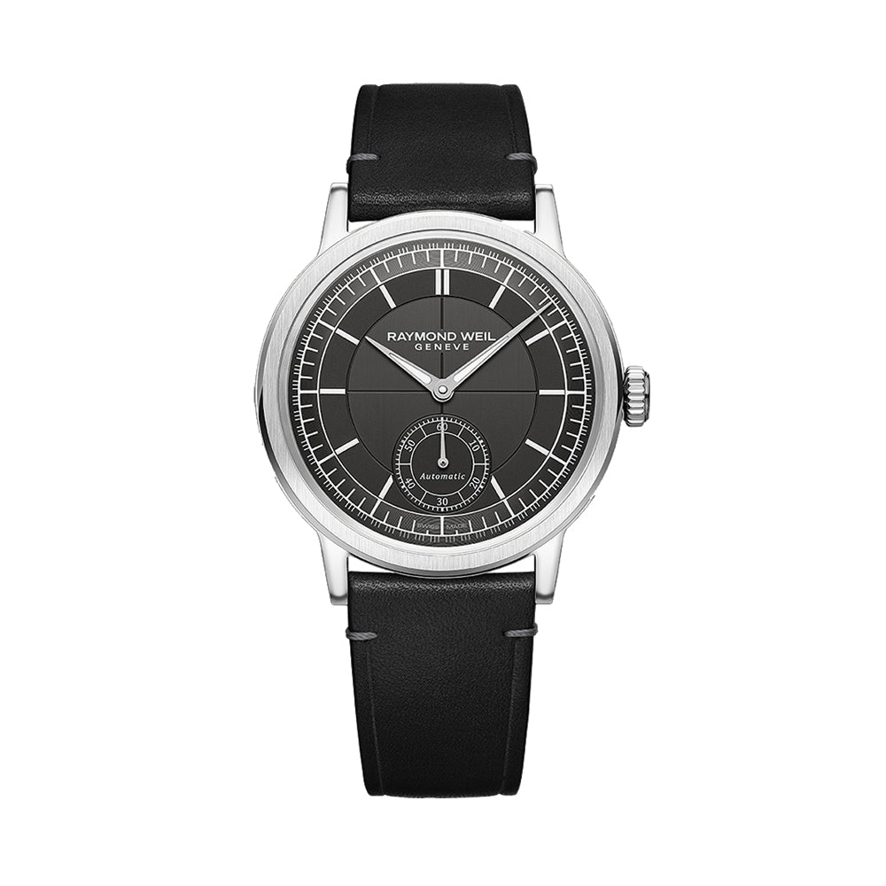 Millesime Men's Automatic Small Seconds Sector Dial 39.5mm - Anthracite on Leather Strap