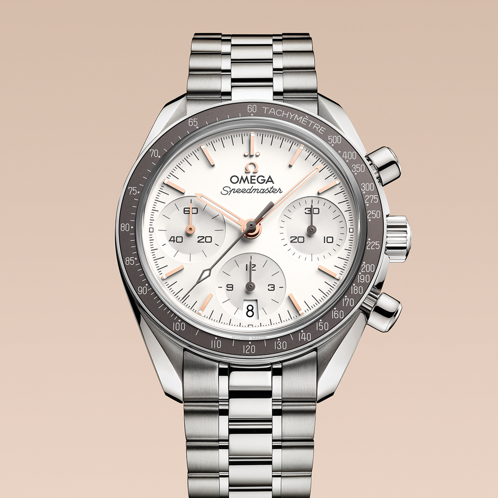 Speedmaster Chronograph Two-Tone 18K Moonshine™ Gold and Steel 38mm - Opaline Silvery on Bracelet