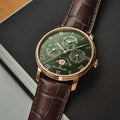 Villeret Perpetual Calendar Red Gold 40.3mm - Green on Leather Strap